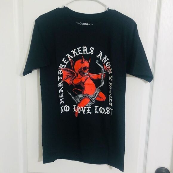 New Fashion Nova Heart Breakers Anonymous Short Sleeve Black Tee For Men ‎ Small - Picture 1 of 4